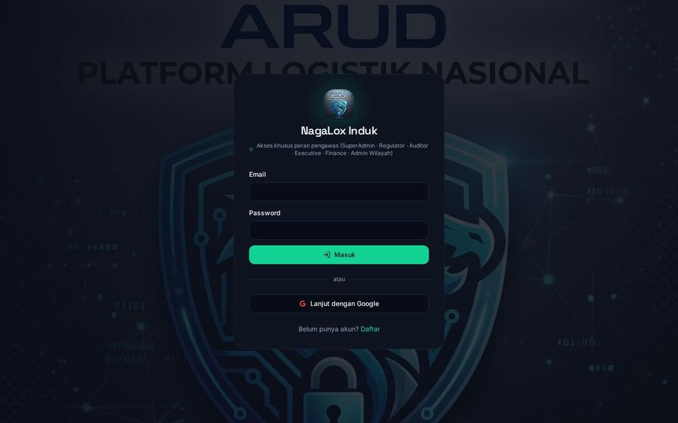 Tampilan aplikasi NagaLox Command Center — Pusat komando operasional lintas perangkat